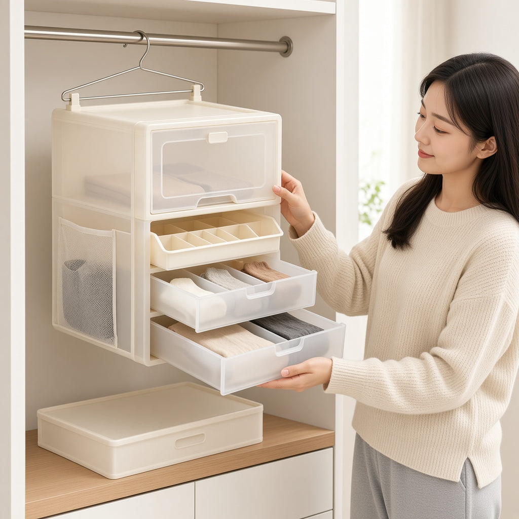 Foldable Hanging Wardrobe Drawer Organizer