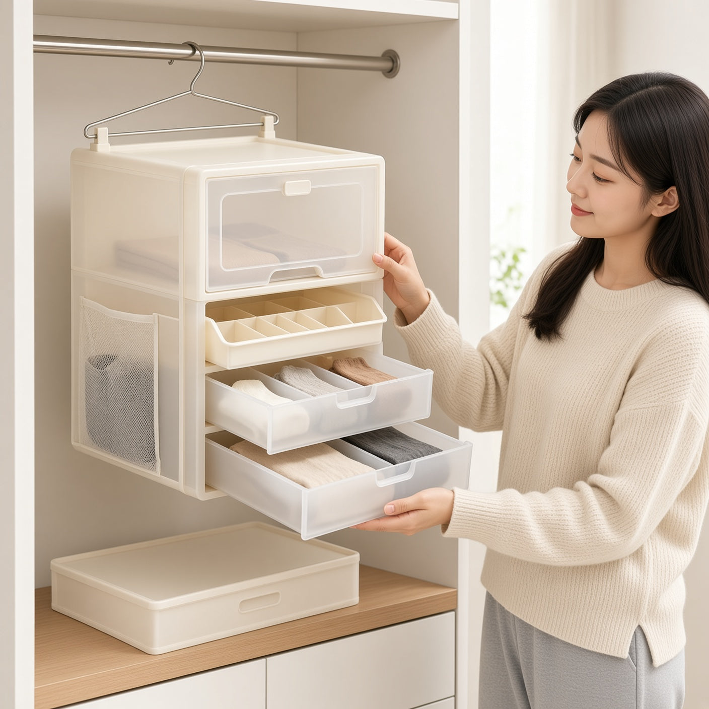 Foldable Hanging Wardrobe Drawer Organizer