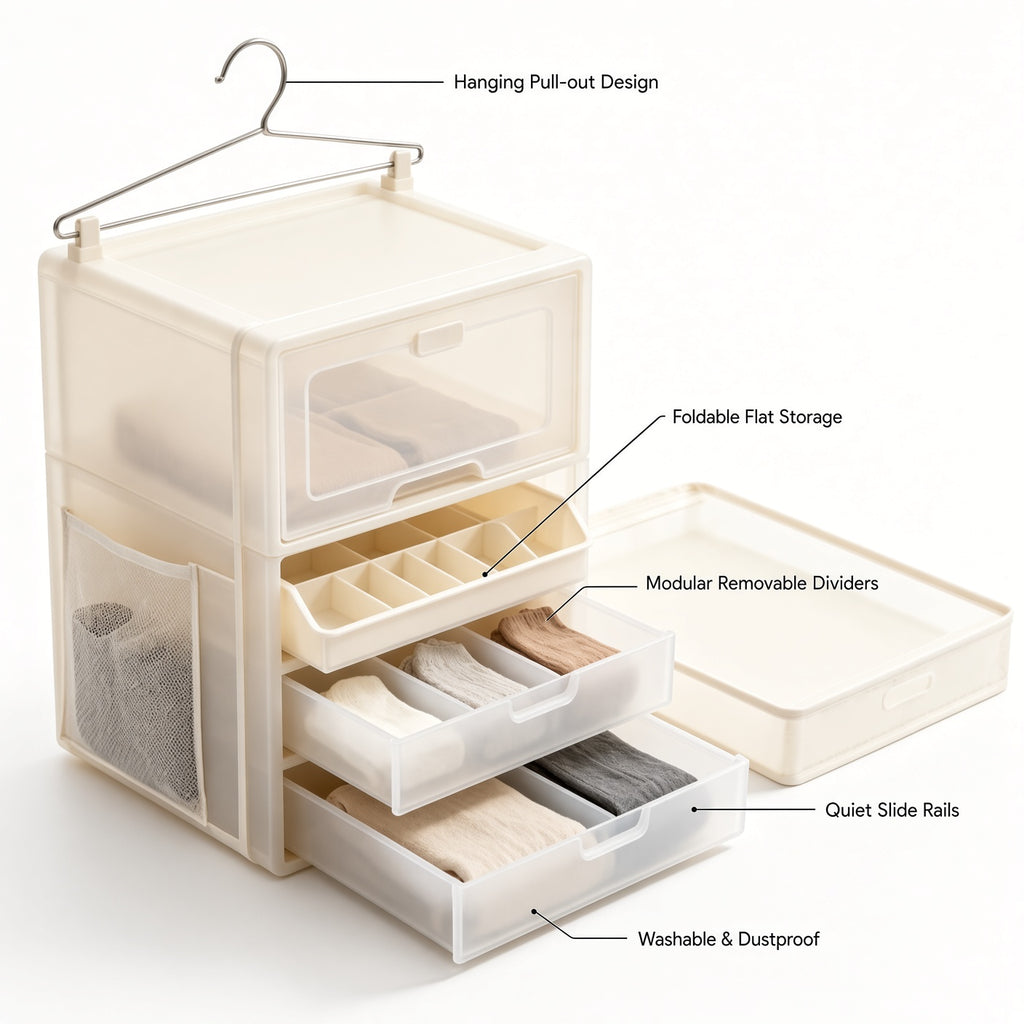 Foldable Hanging Wardrobe Drawer Organizer