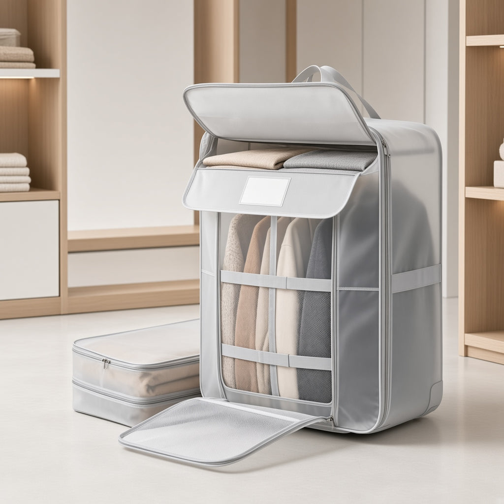 Flip-Top Compression Storage Bag with Hidden Wheels