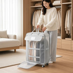 Flip-Top Compression Storage Bag with Hidden Wheels