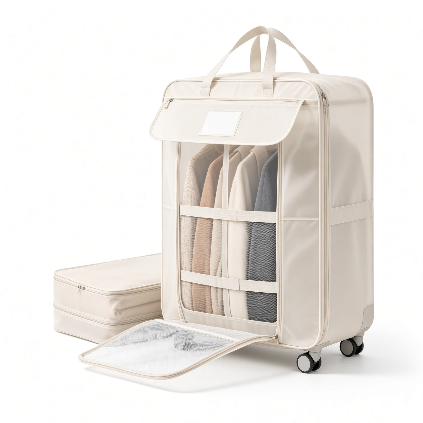 Flip-Top Compression Storage Bag with Hidden Wheels