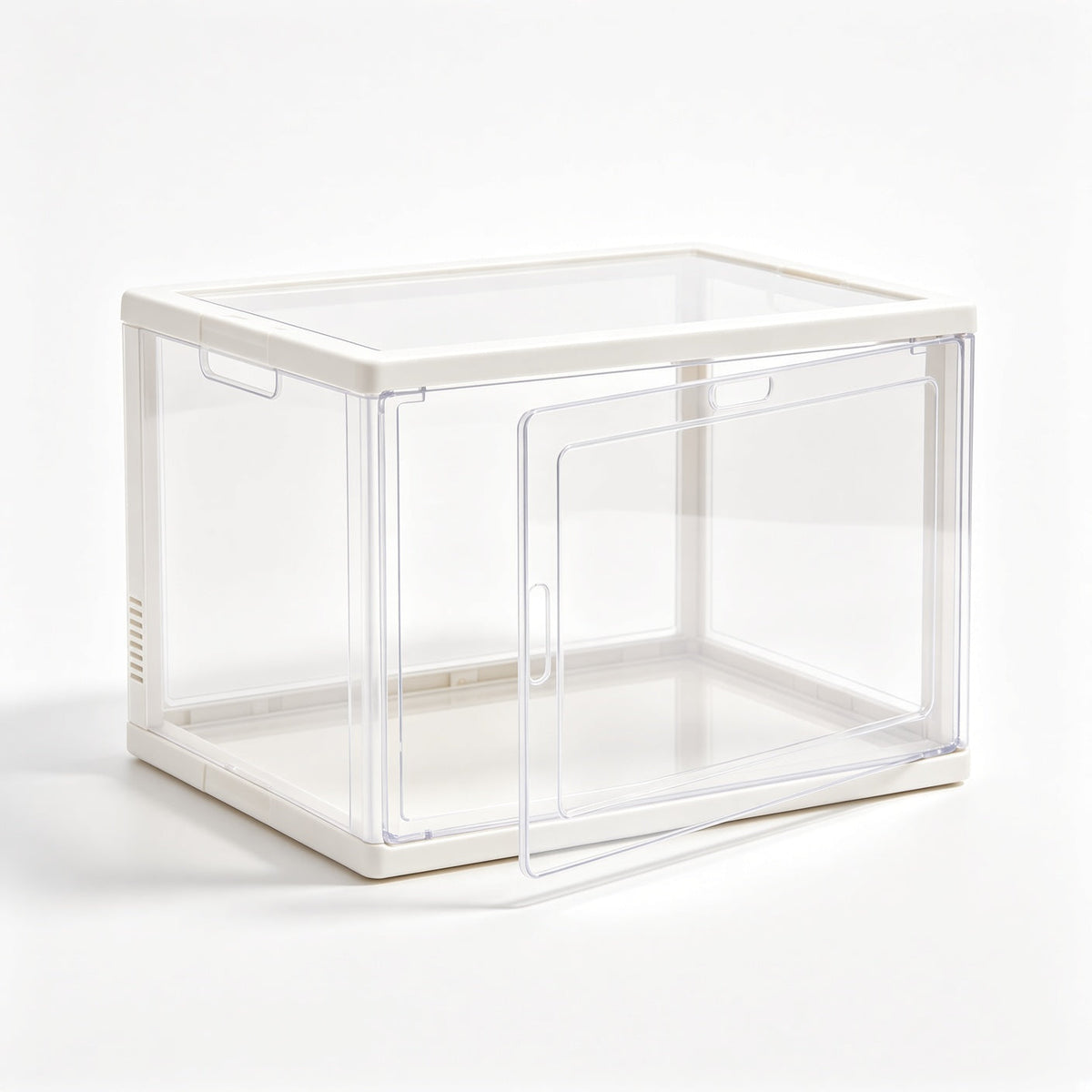 Stackable Clear Shoe Storage Box with Magnetic Door - Creamy Off-White