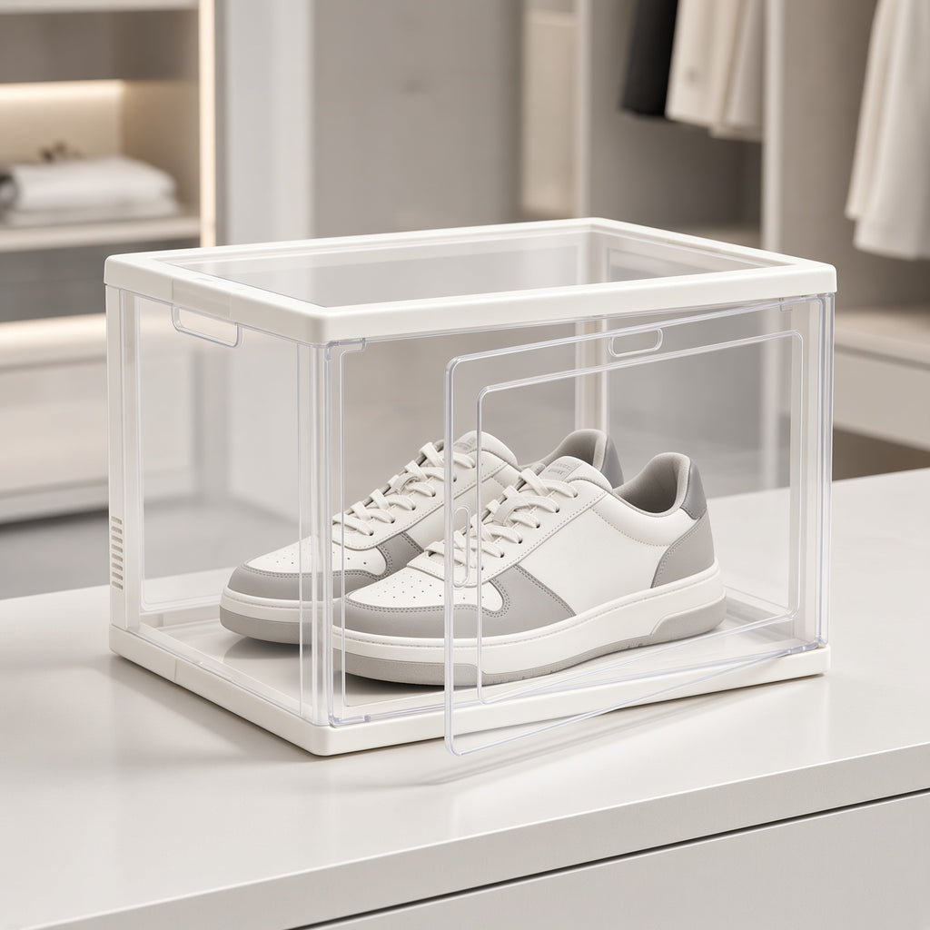 Stackable Clear Shoe Storage Box with Magnetic Door