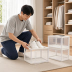 Stackable Clear Shoe Storage Box with Magnetic Door