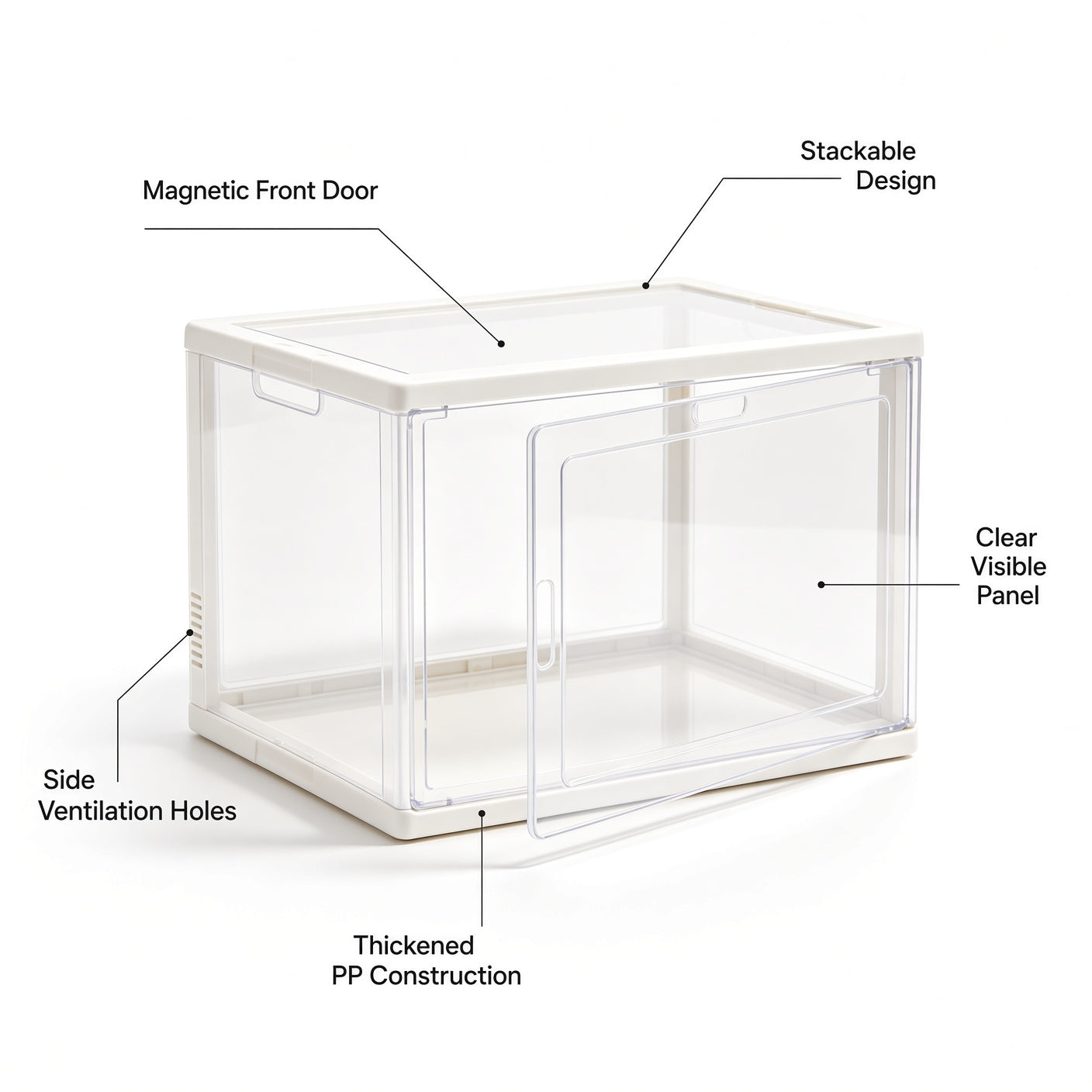 Stackable Clear Shoe Storage Box with Magnetic Door