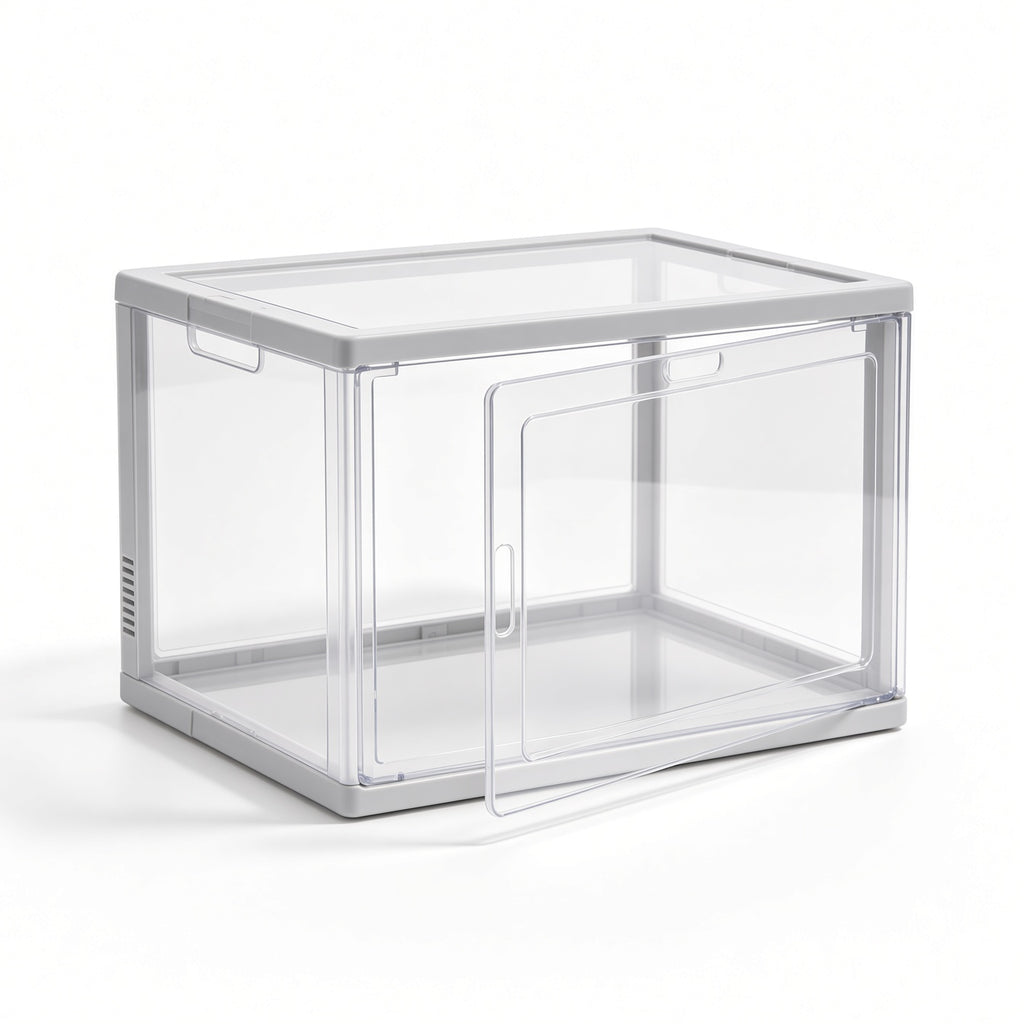 Stackable Clear Shoe Storage Box with Magnetic Door