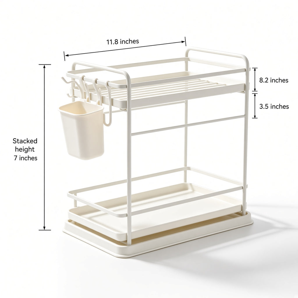 2-Tier Stackable Kitchen Cabinet Storage Rack