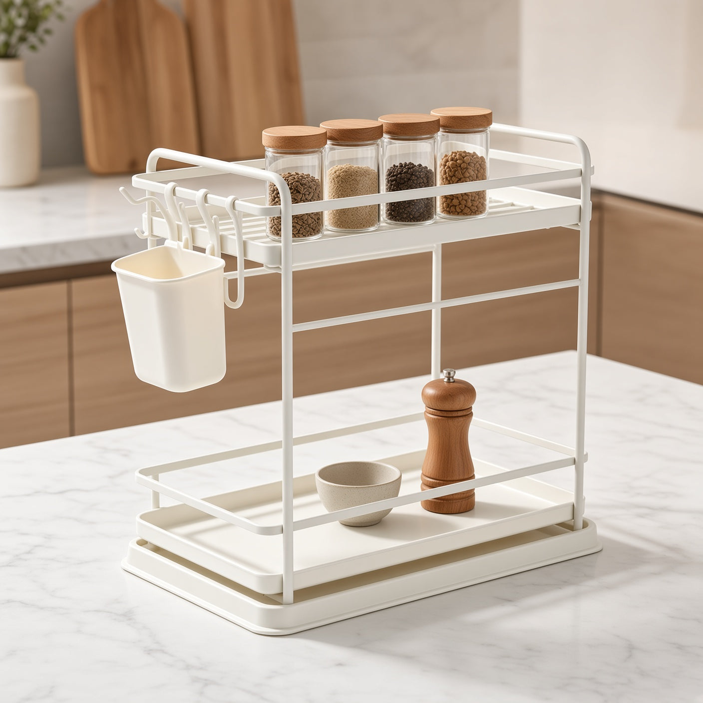 2-Tier Stackable Kitchen Cabinet Storage Rack