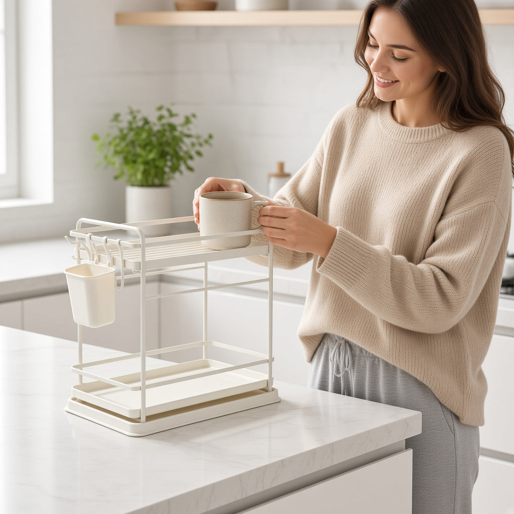 2-Tier Stackable Kitchen Cabinet Storage Rack