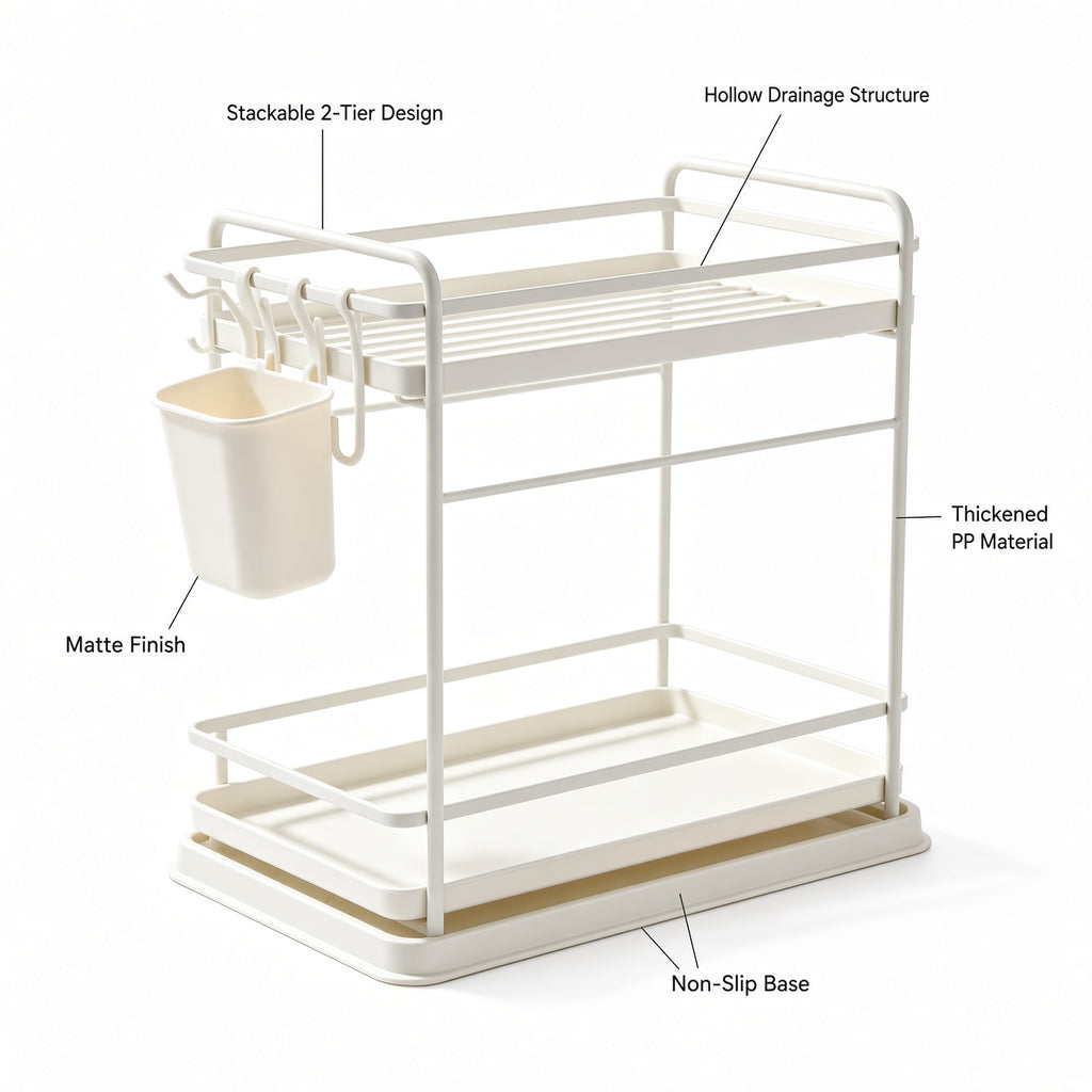 2-Tier Stackable Kitchen Cabinet Storage Rack