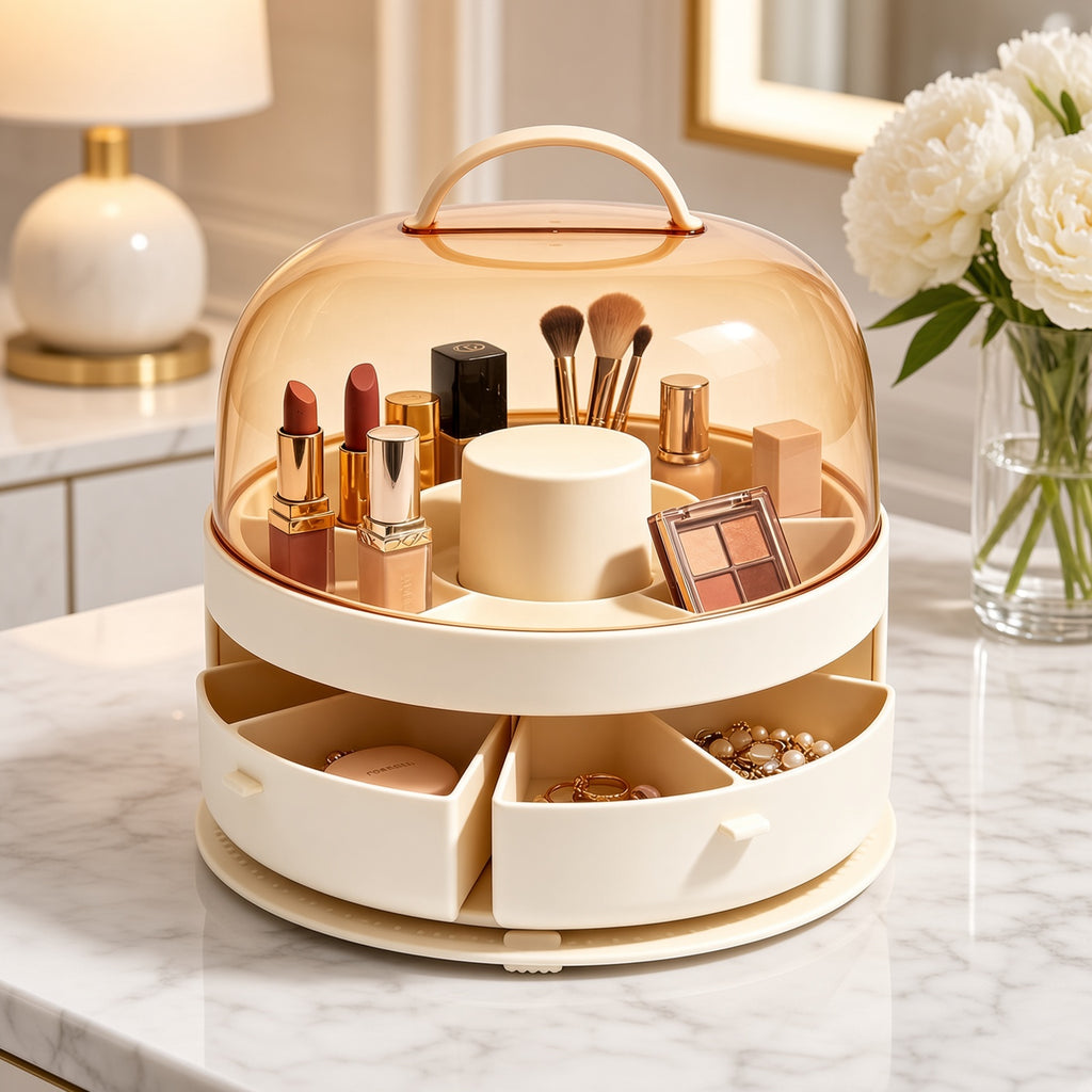 360° Rotating Ring Makeup Storage Box