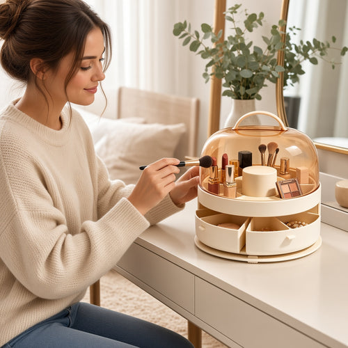 360° Rotating Ring Makeup Storage Box