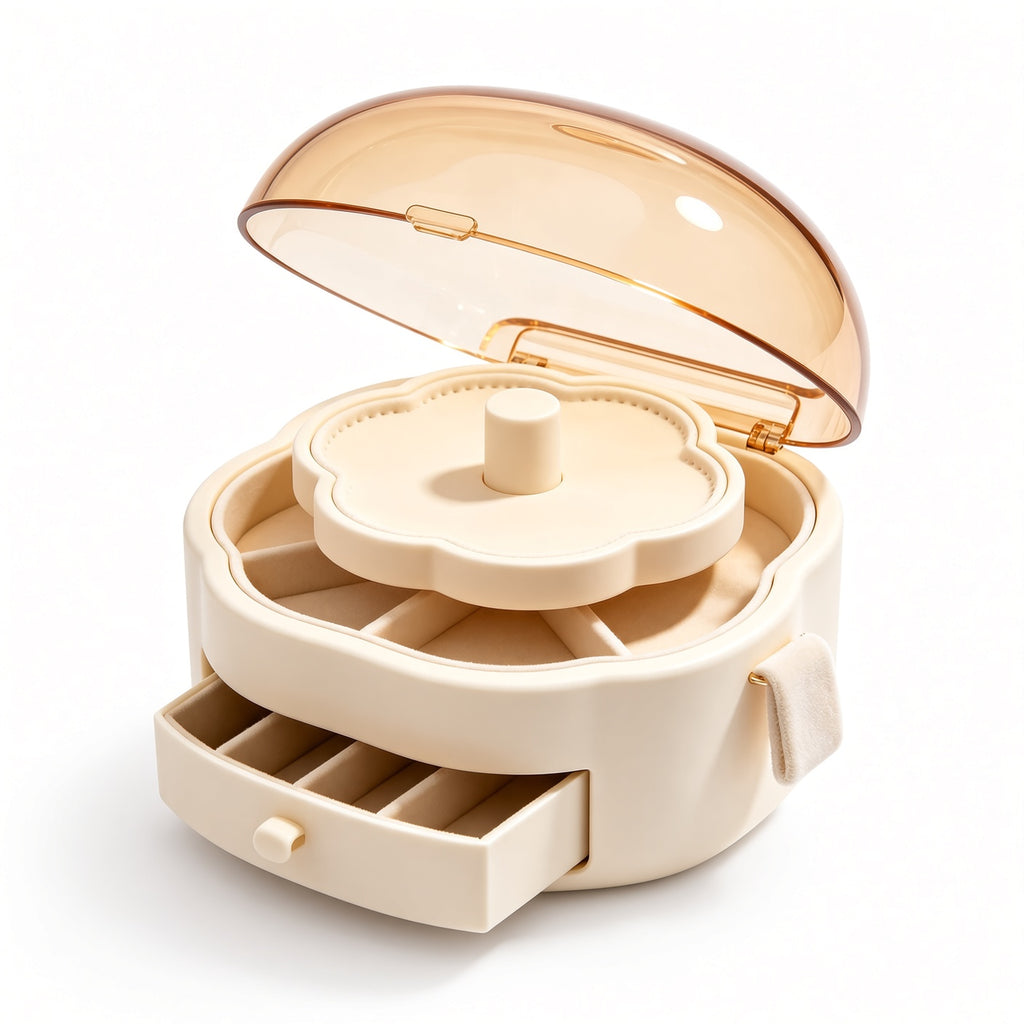 Seashell Lid Rotating Jewelry Organizer