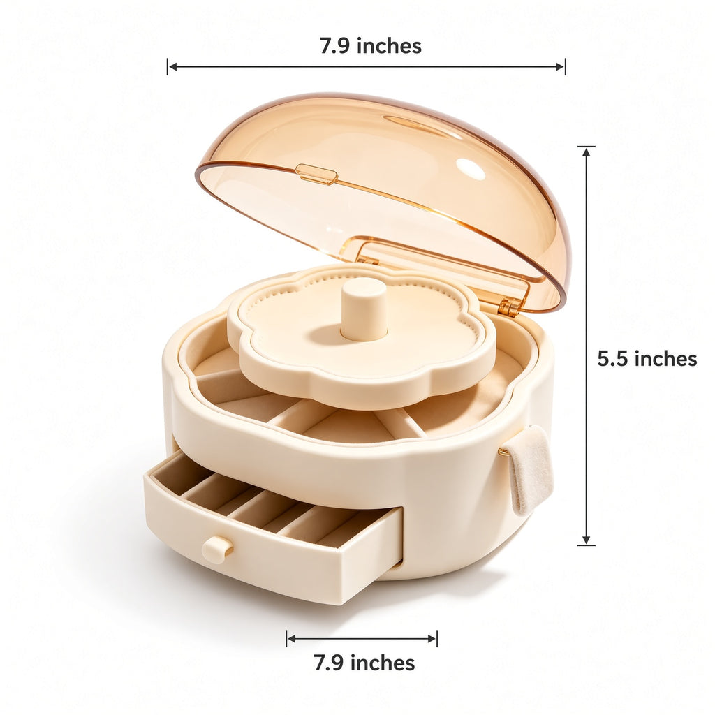 Seashell Lid Rotating Jewelry Organizer