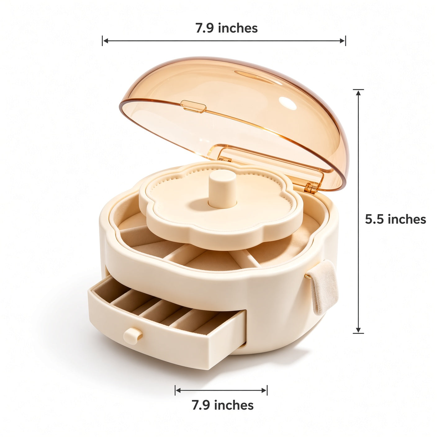Seashell Lid Rotating Jewelry Organizer